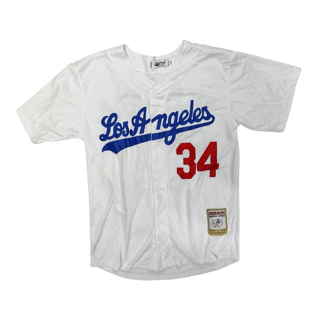 Throwback Fernando Valenzuela Los Angeles Baseball Jersey 34 White Mens Small